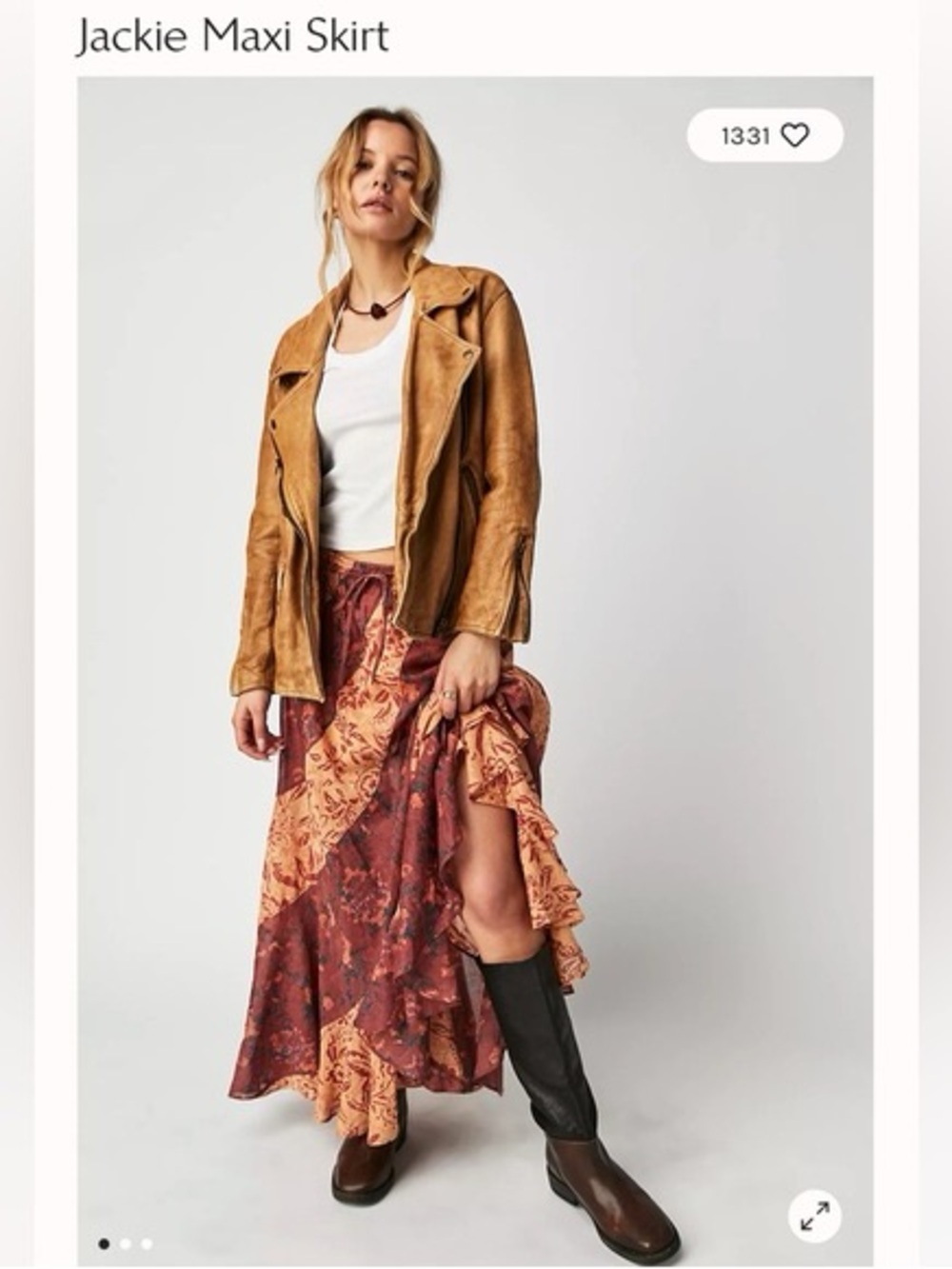 Free People S Jackie Orange Floral Boho Maxi Skirt